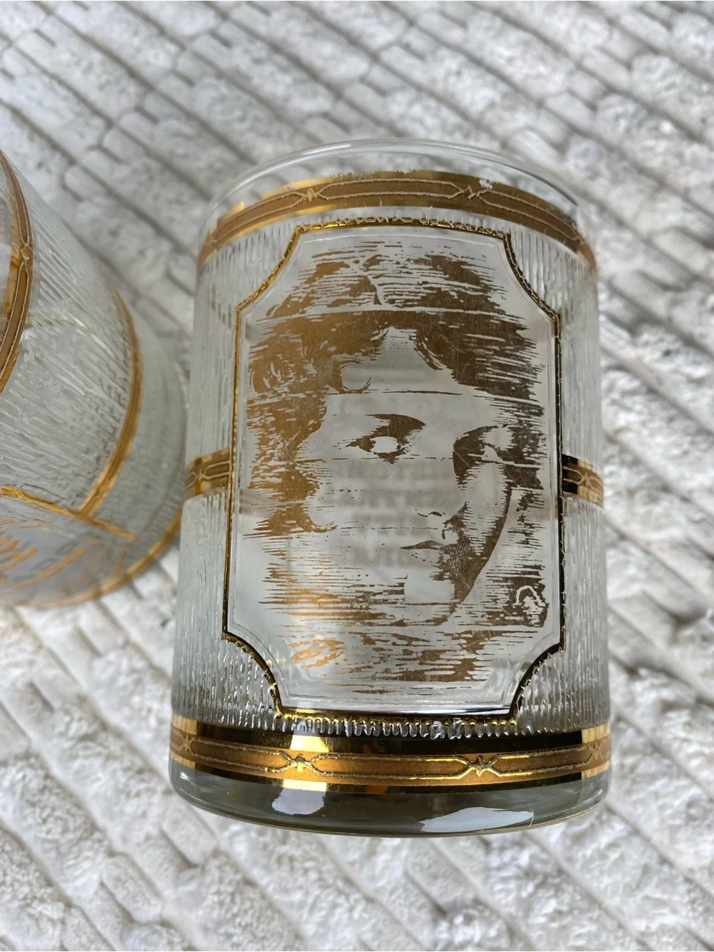 Vtg 50/60s Culver 22k Gold Double Rocks Glasses Pair - Historic Central City CO